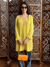 Sunlit Peach Chikankari Short Kurta